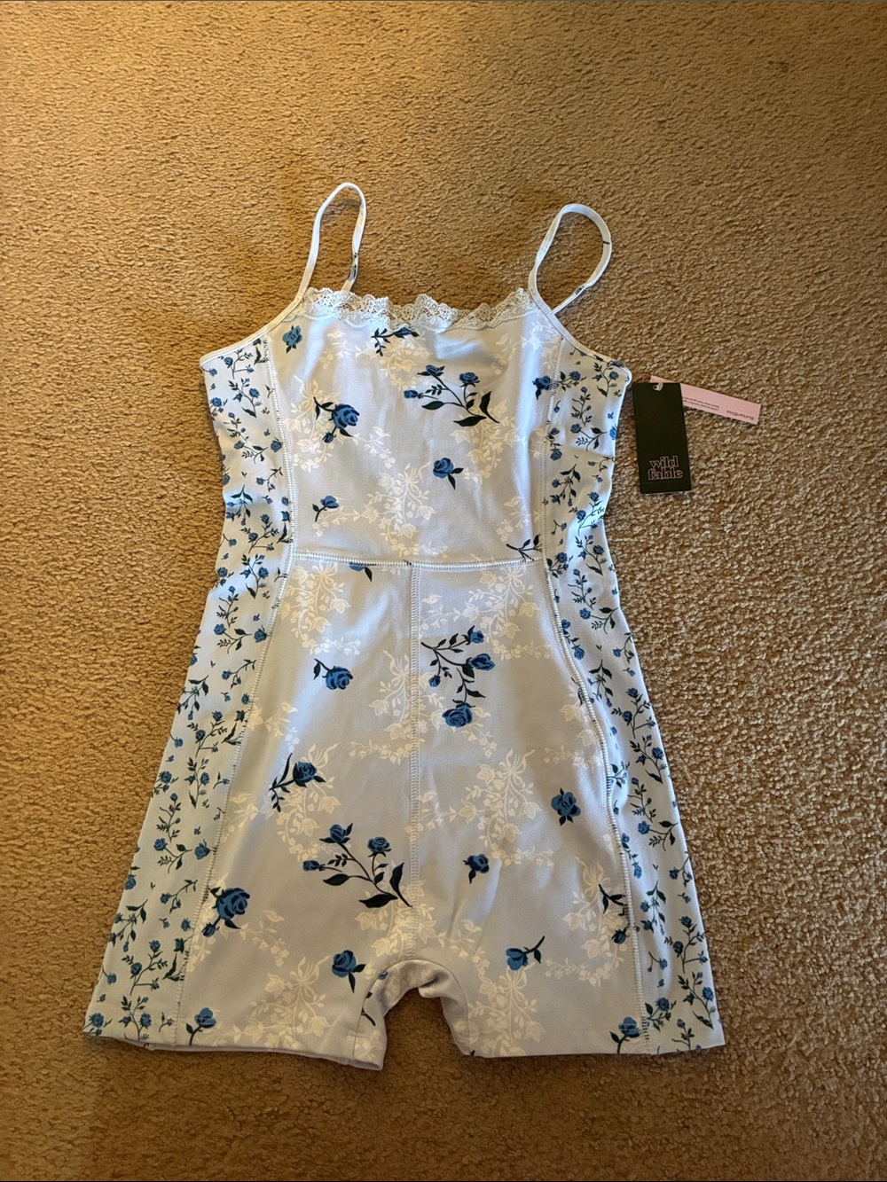 Floral Lace-Trim Romper
